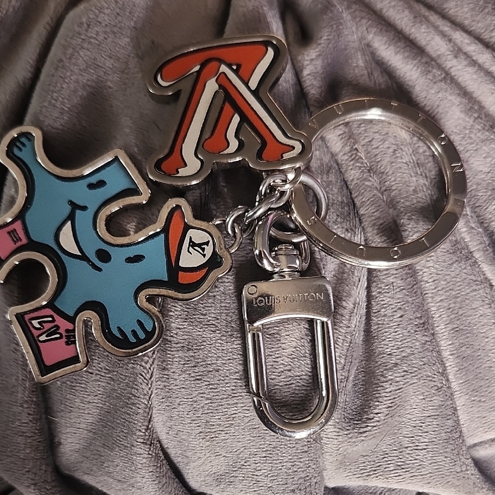 Louis Vuitton Keychain with Blue and Orange Details W/ Box And Dustbag